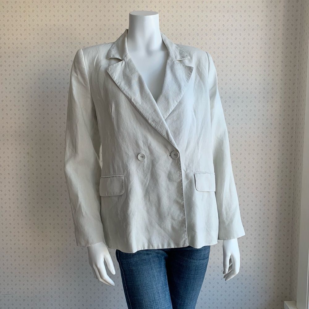Vintage Style ABrand Brazilian Made Linen Double Breasted Blazer sz 40 PW3